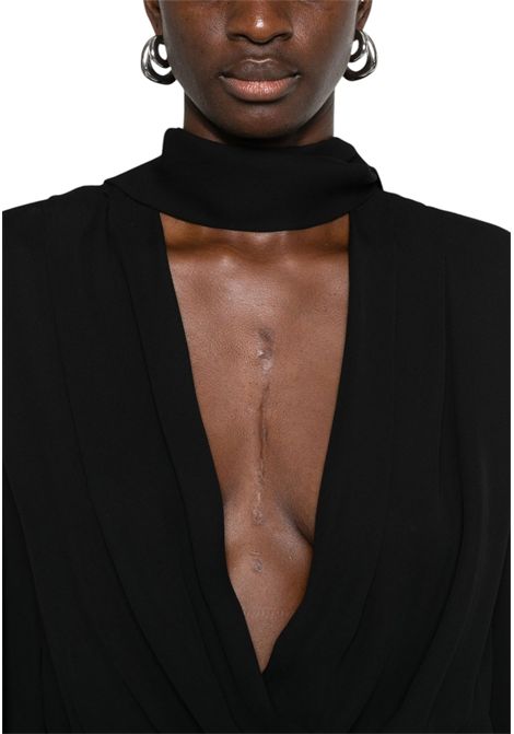 Georgette shirt bodysuit with scarf and embroidery ELISABETTA FRANCHI | shirts | CB00651E2110